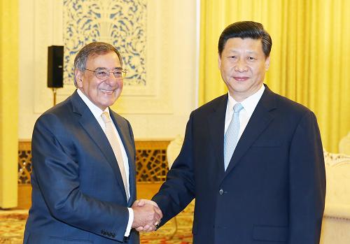 9月19日,中国国家副主席、中央军委副主席习近平在北京人民大会堂会见美国国防部长帕内塔。 新华社记者姚大伟摄